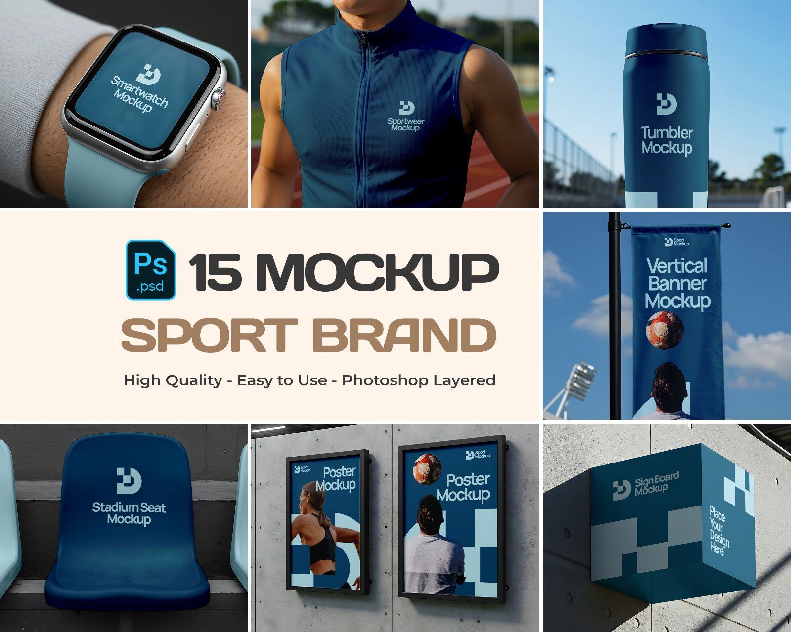 Premium Sport Branding Mockup - 15 PSD Template for Sport Brand