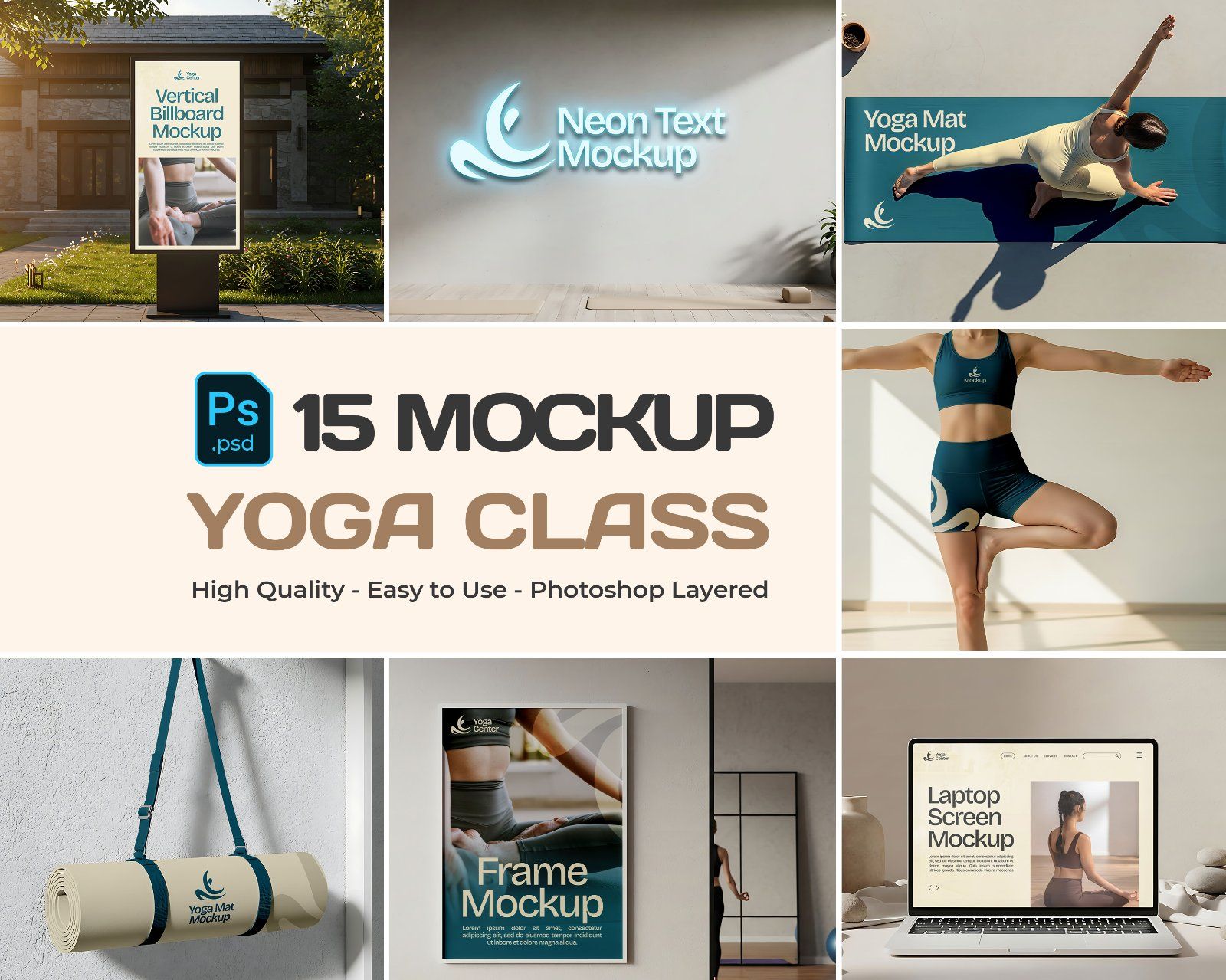 15 Premium Yoga Branding Mockup Collection