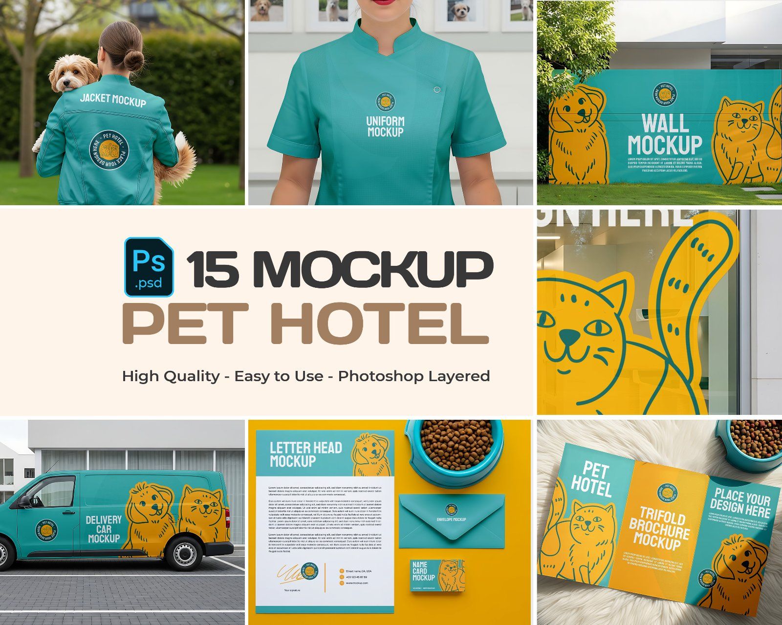 Pet Hotel Frame Mockup – Realistic PSD Template for Wall Art & Branding