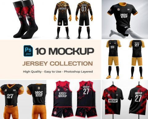 10 PSD Jersey Mockup Bundle – Football, Basketball, Polo, Soccer & Sportswear Uniform Kit