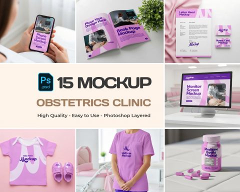 Obstetrics Clinic Mockup Bundle – 15 PSD Templates for Medical & Healthcare Branding