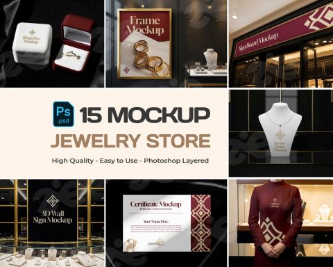 Jewelry Store Mockup Bundle – 15 PSD Templates for Luxury Branding