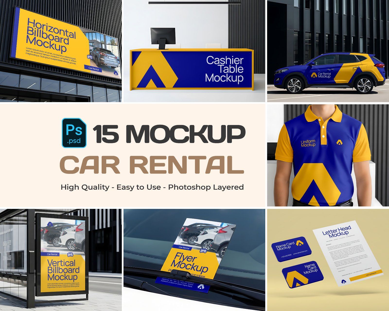 Premium Car Rental Branding Mockup