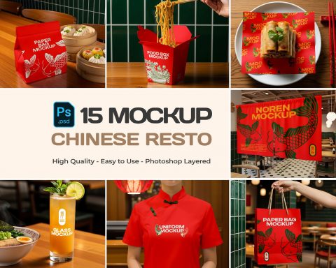 Chinese Restaurant Mockup Bundle – 15 PSD Templates for Food & Branding Design"