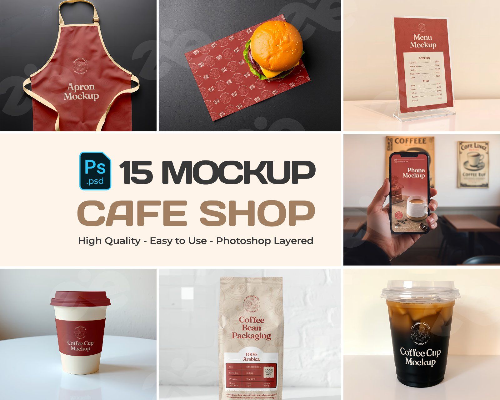 15 PSD Premium Cafe Shop Branding Mockup Template