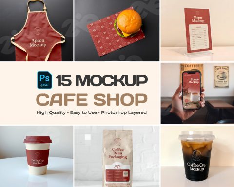 15 PSD Premium Cafe Shop Branding Mockup Template