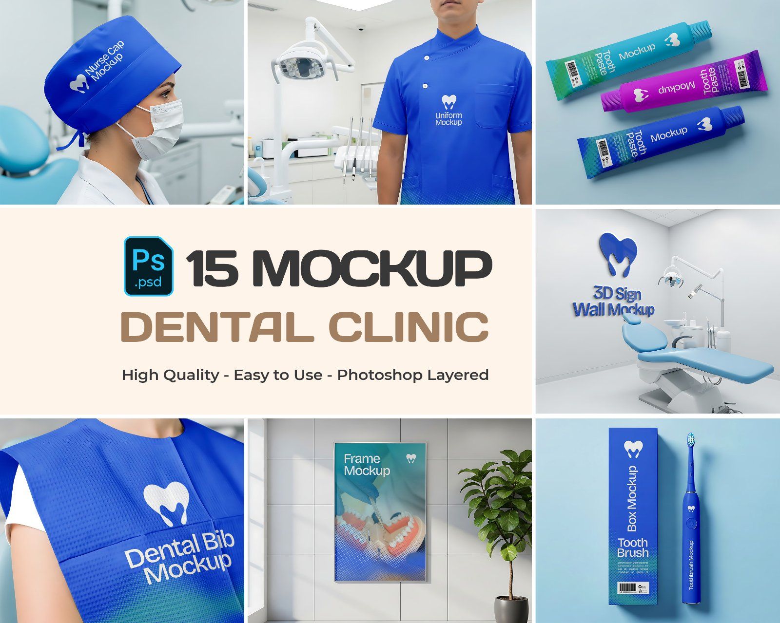 Dental Clinic Mockup Bundle – 15 PSD Templates for Medical & Healthcare Branding