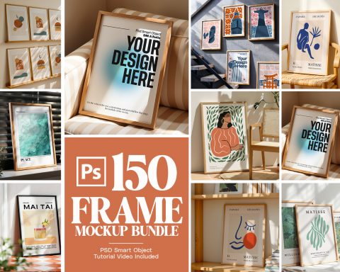 150 Poster Frame Mockup PSD Bundle, Wall Art Display , Din A Ratio