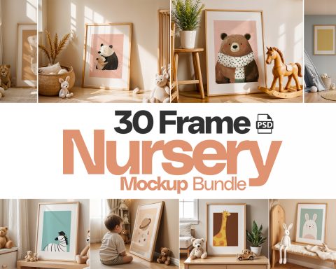 Nursery Frame Mockup Bundle: 30 PSD Files, Wall Art Mockups (Digital Download)