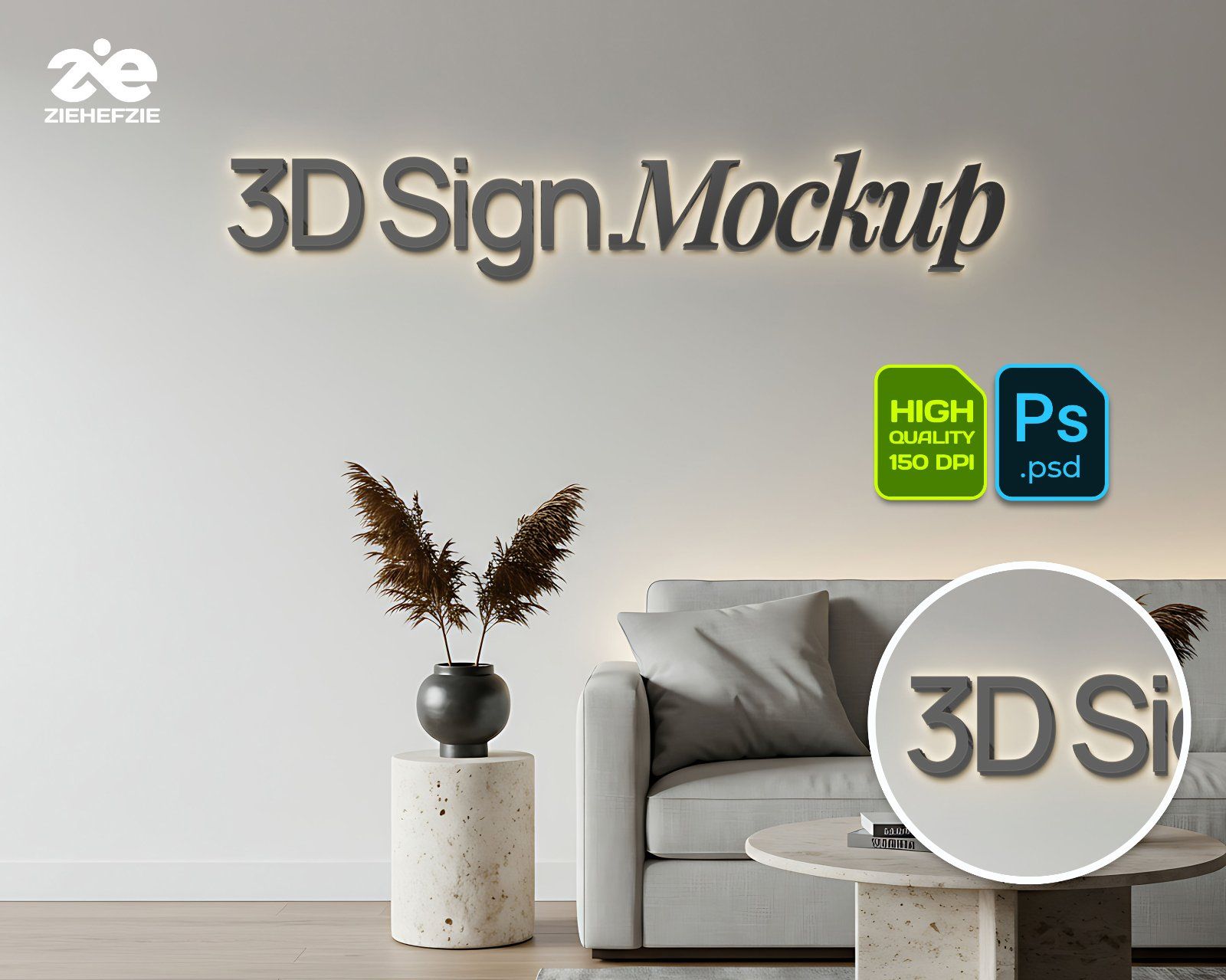 Store front 3D Signage Professional Mockup