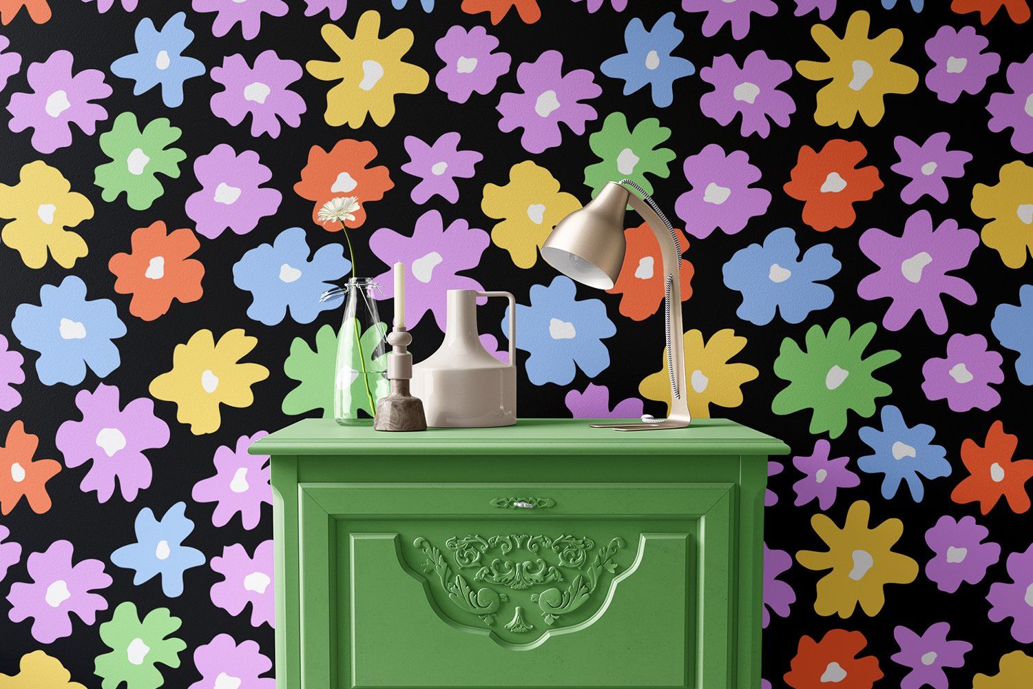 Groovy Flowers Seamless Pattern