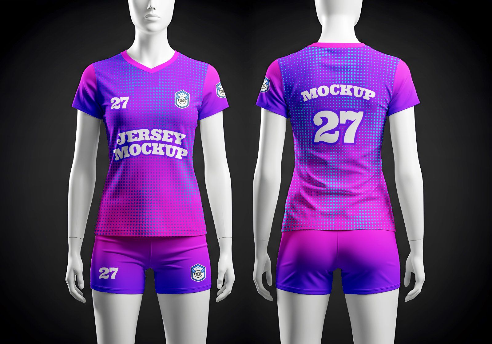 Women Jersey Mockup Bundle – 7 PSD Sportswear Templates for Volleyball, Soccer & Fitness Apparel