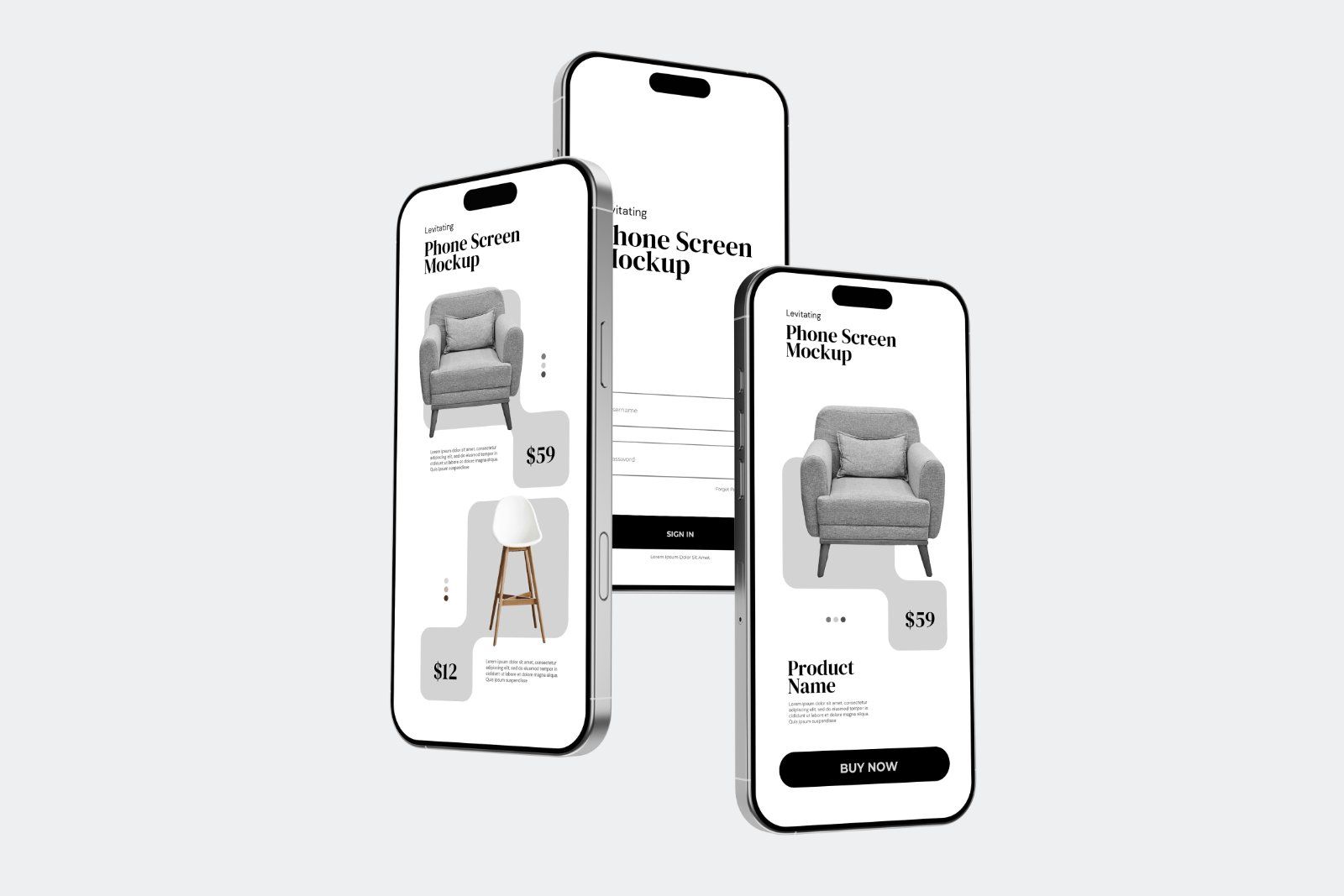Levitating Phone Screen Mockup V2