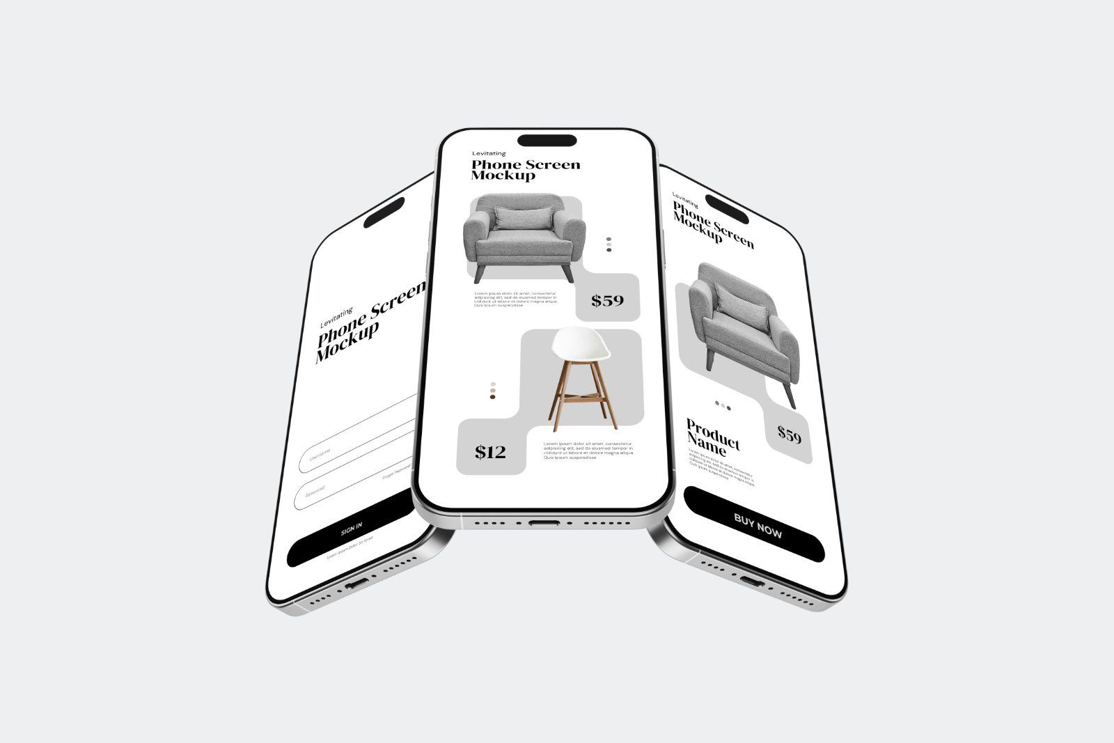 Levitating Phone Screen Mockup V4