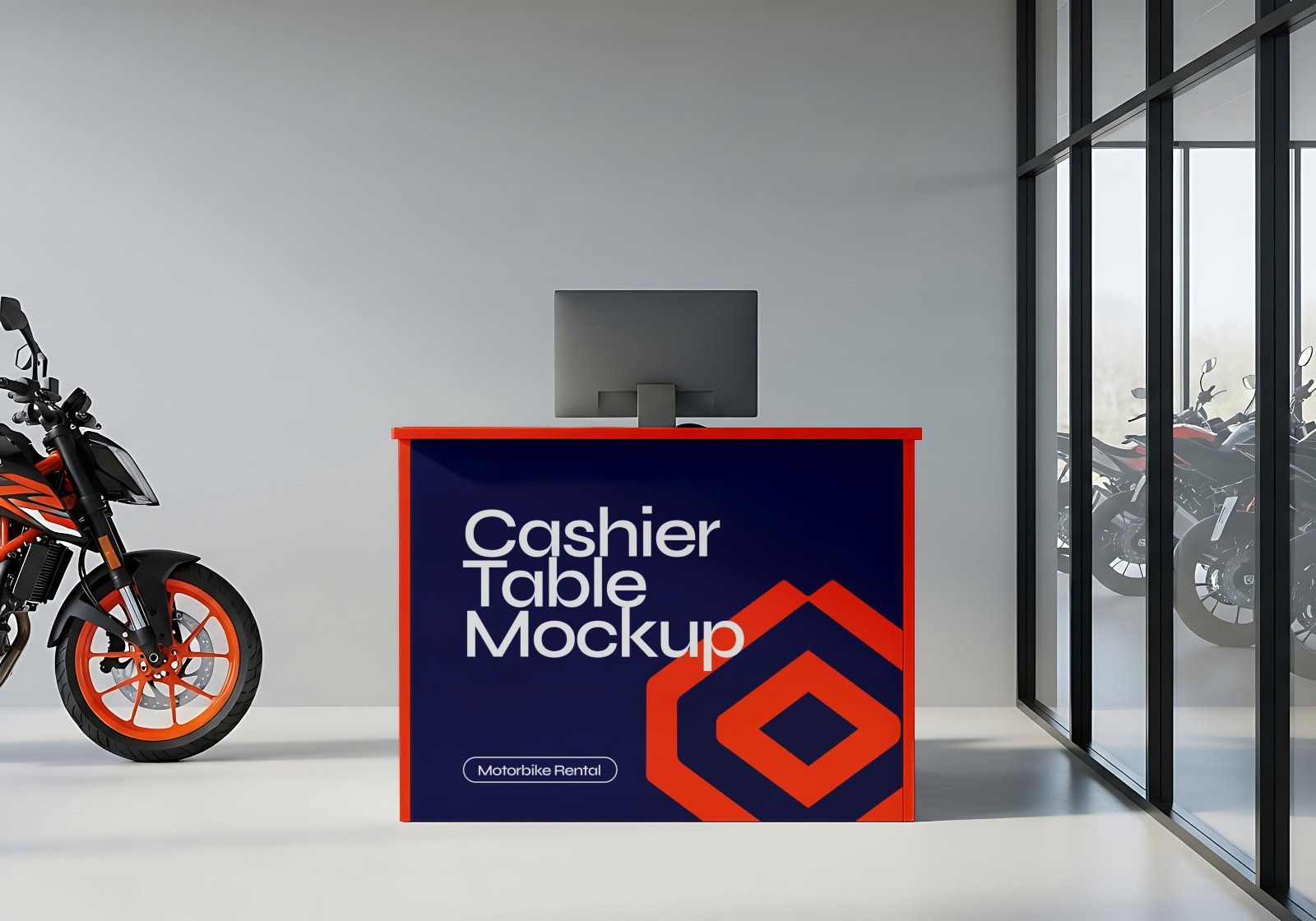 Premium Rental Motorcycle Mockup