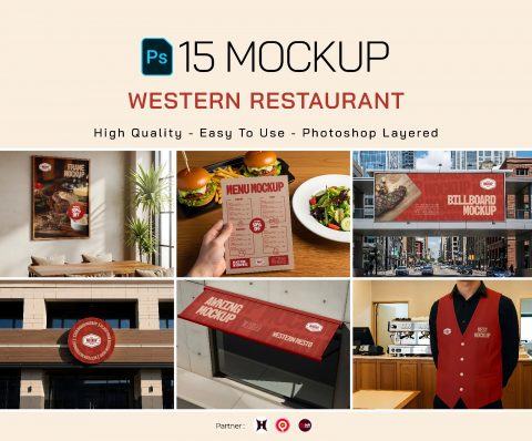 Premium Branding Western Food Restaurant Mockup