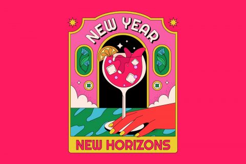 Pink Flat Design New Year Full Illustration