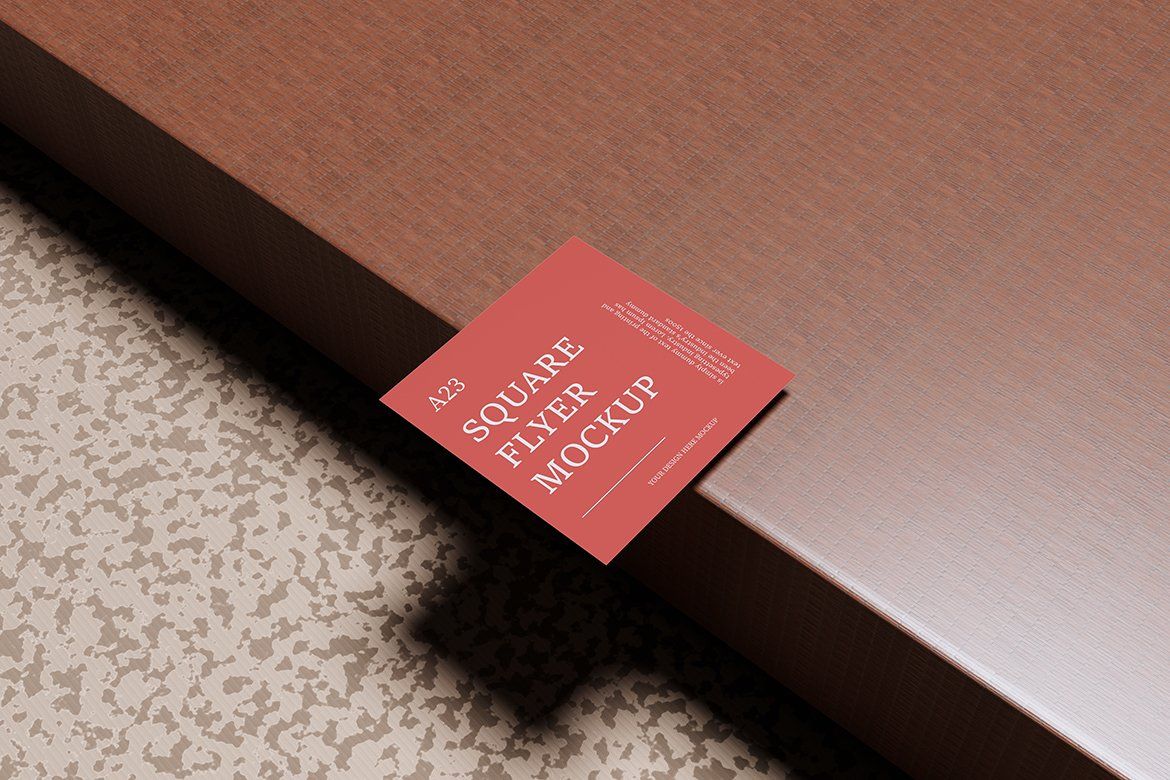 Bright square business cards mockup (4 Objects)