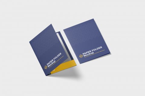 Half Opened and Closed Paper Folder with Document for Presentation