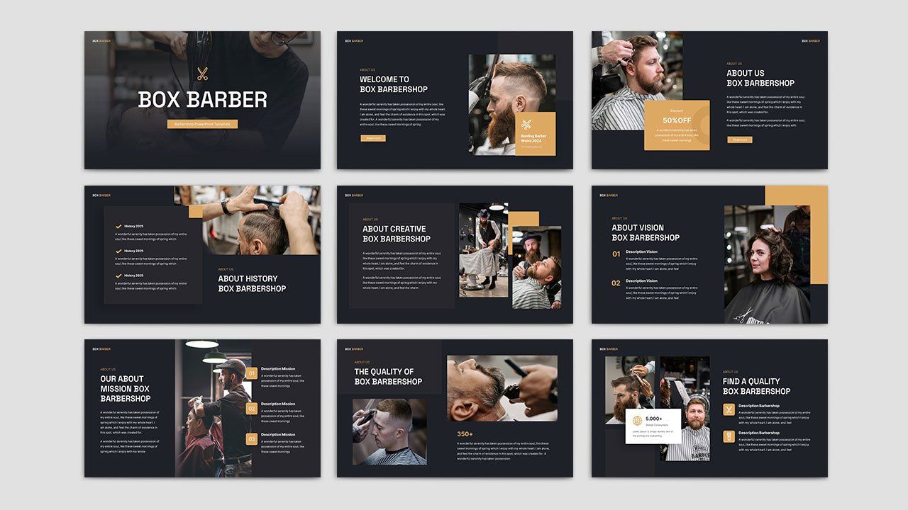 Box Barber - Barbershop PowerPoint Presentation Template