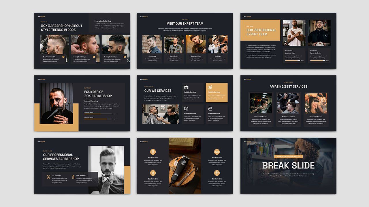 Box Barber - Barbershop PowerPoint Presentation Template