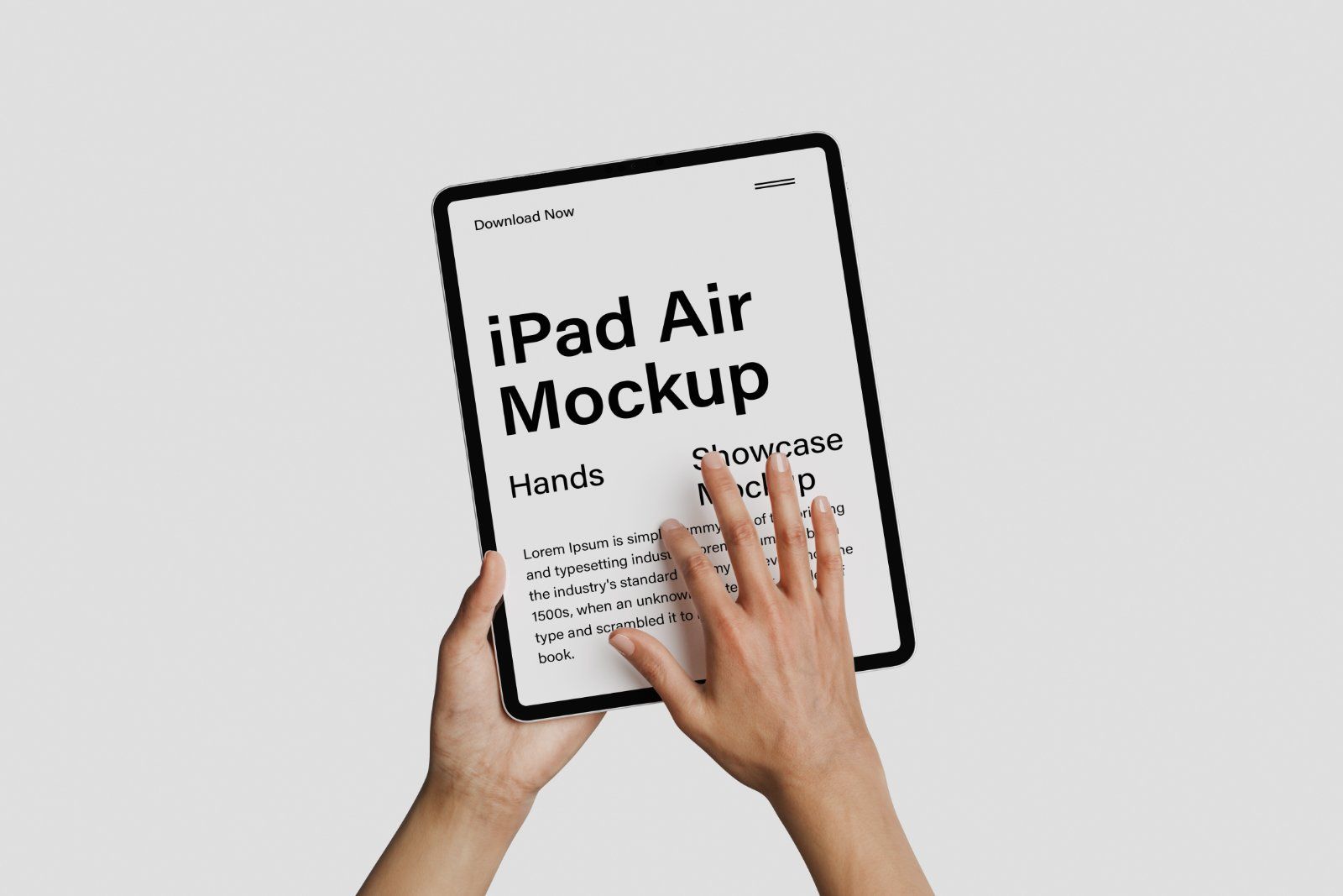 Hands Holding ipad Air Mockup