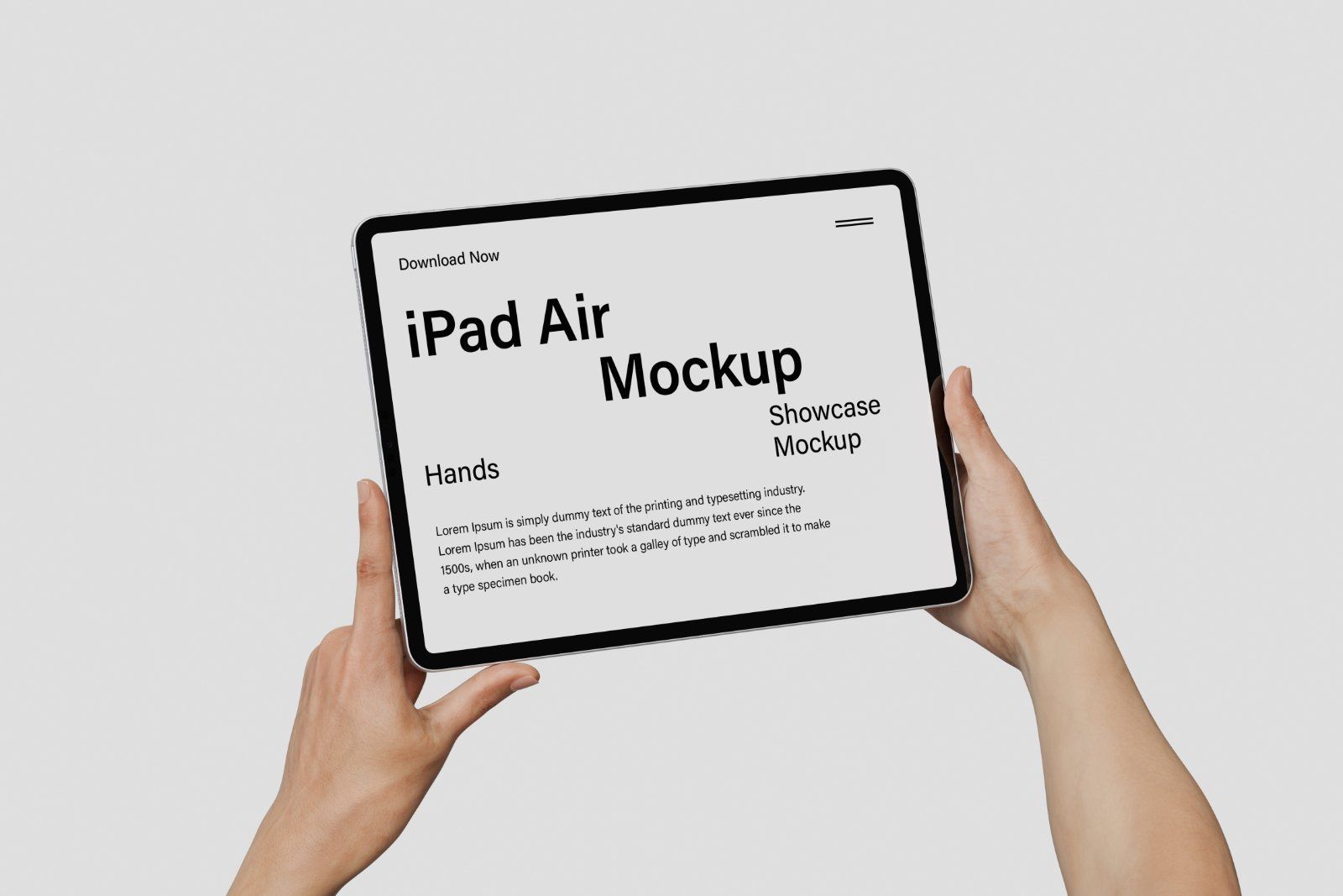 Hands Holding ipad Air Mockup