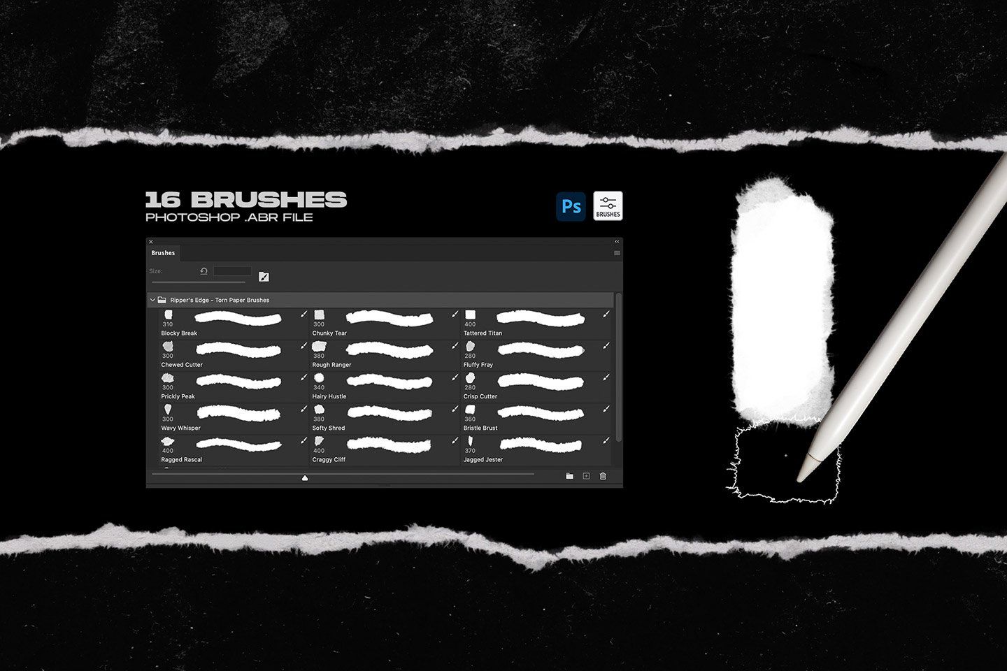 Rippers Edge Torn Paper Brushes