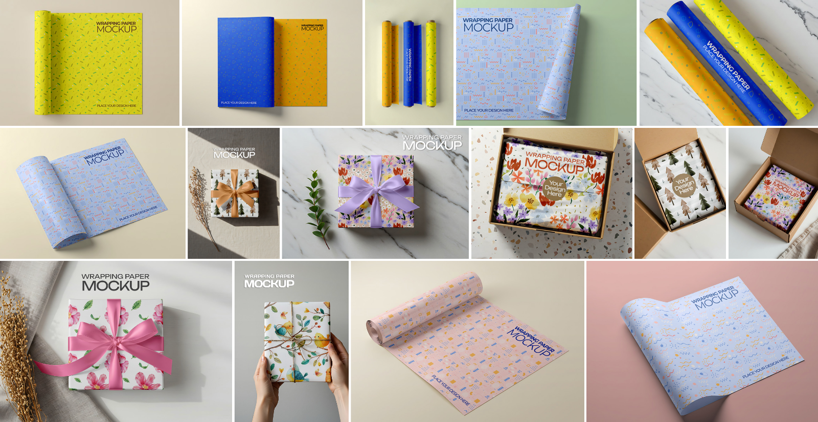 15 Premium Warpping Paper Mockup