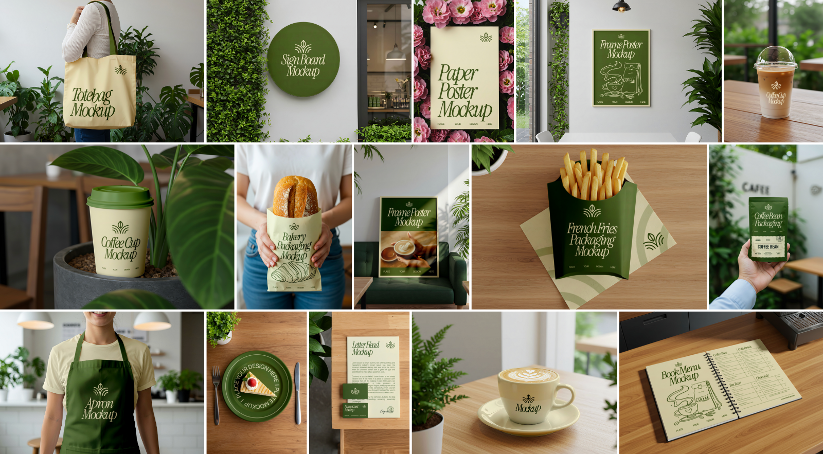 15 Premium Garden Cafe Mockup Collection
