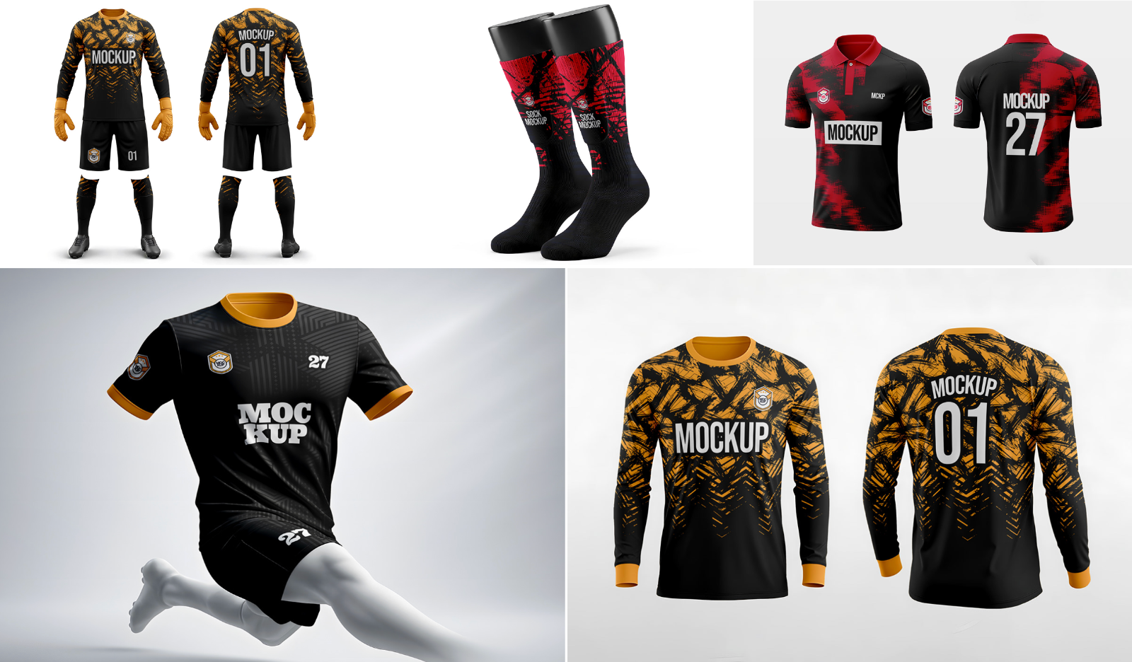 10 PSD Jersey Mockup Bundle – Football, Basketball, Polo, Soccer & Sportswear Uniform Kit