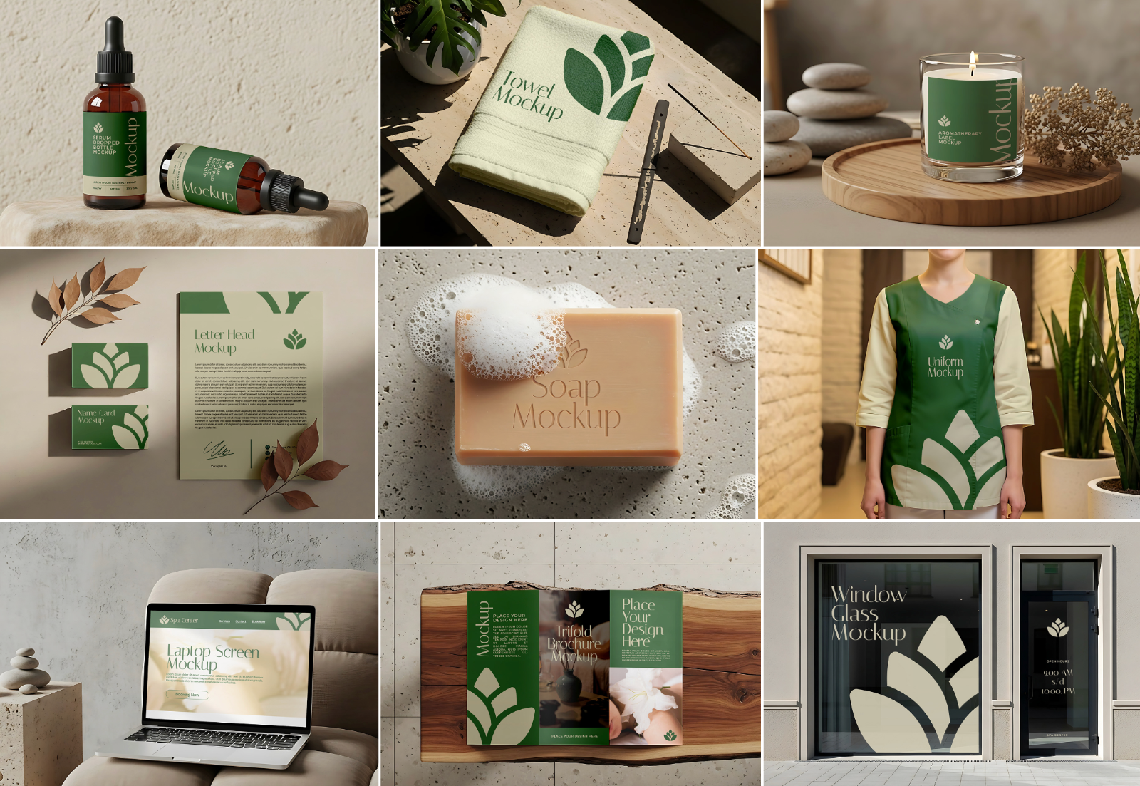 15 Spa & Beauty Branding Mockup PSD for Wellness, Skincare & Aromatherapy Designers