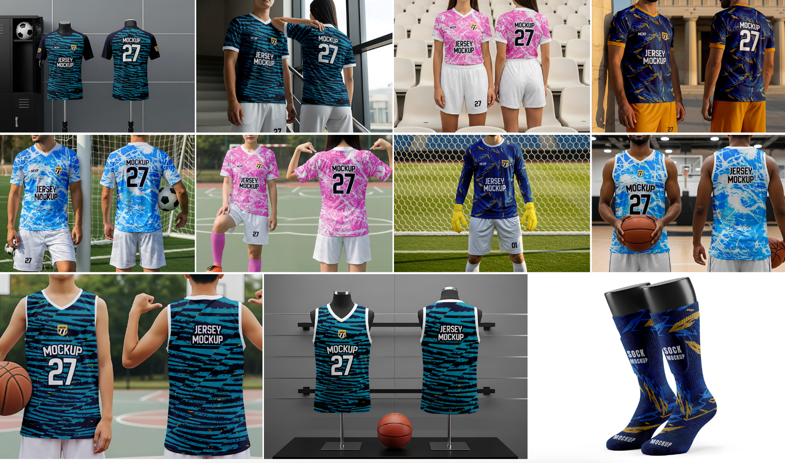 11 PSD Sports Jersey Mockup Bundle