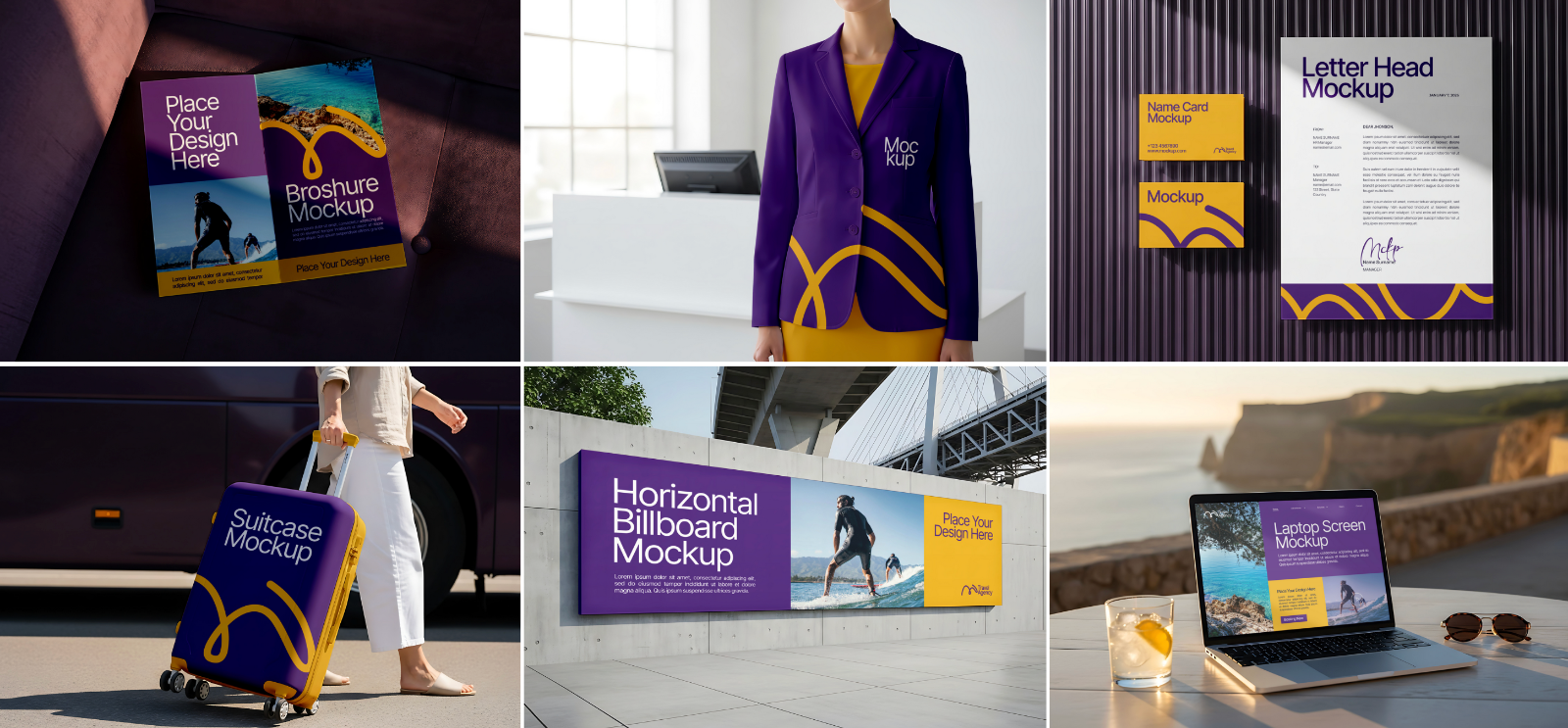 15 PSD Travel Agency Branding Mockup Bundle