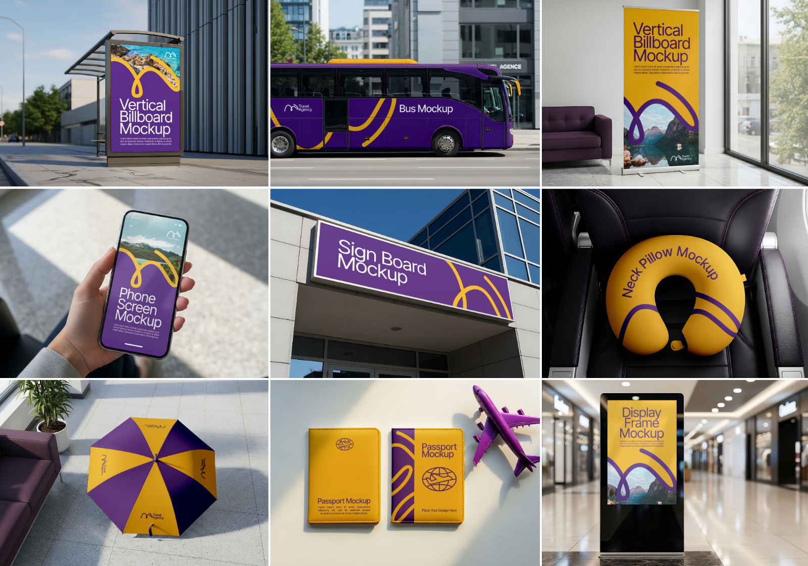 15 PSD Travel Agency Branding Mockup Bundle