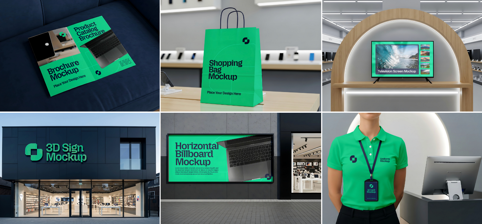 Electronics Store Branding Mockup Bundle – 15 PSD Templates for Device & Retail Design