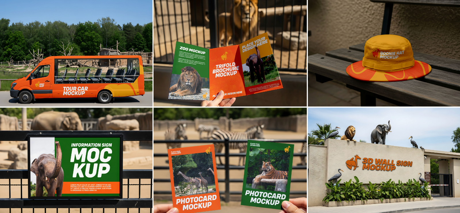 Zoo Branding Mockup Bundle – 15 PSD Templates for Wildlife Park & Animal Conservation Designs