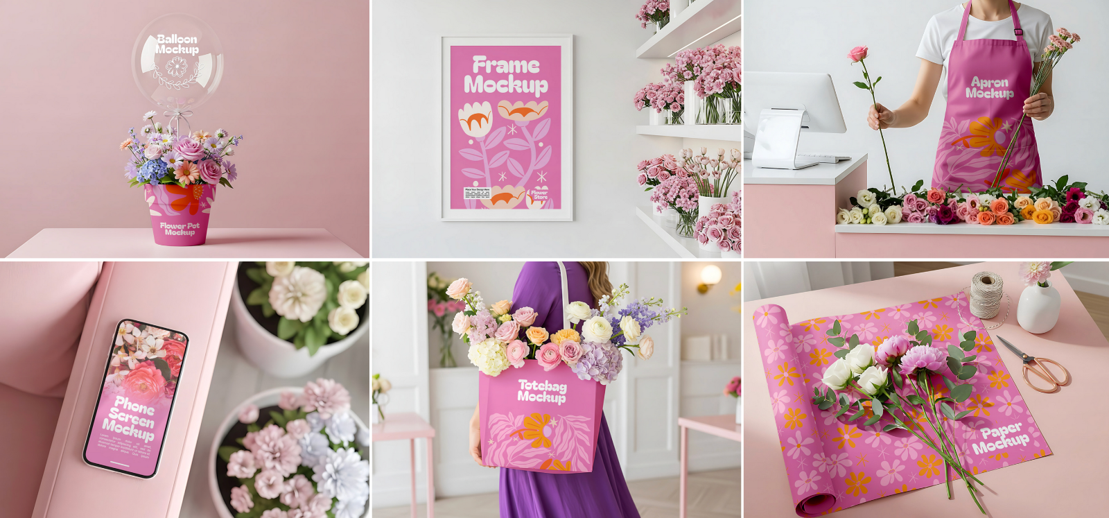 Florist Shop Mockup Bundle – 15 PSD Templates for Florist Branding & Packaging Design