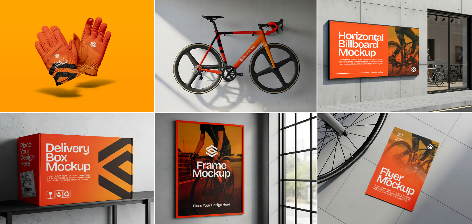 Bicycle Company Mockup Bundle – 15 PSD Templates for Cycling Brand & Gear Design