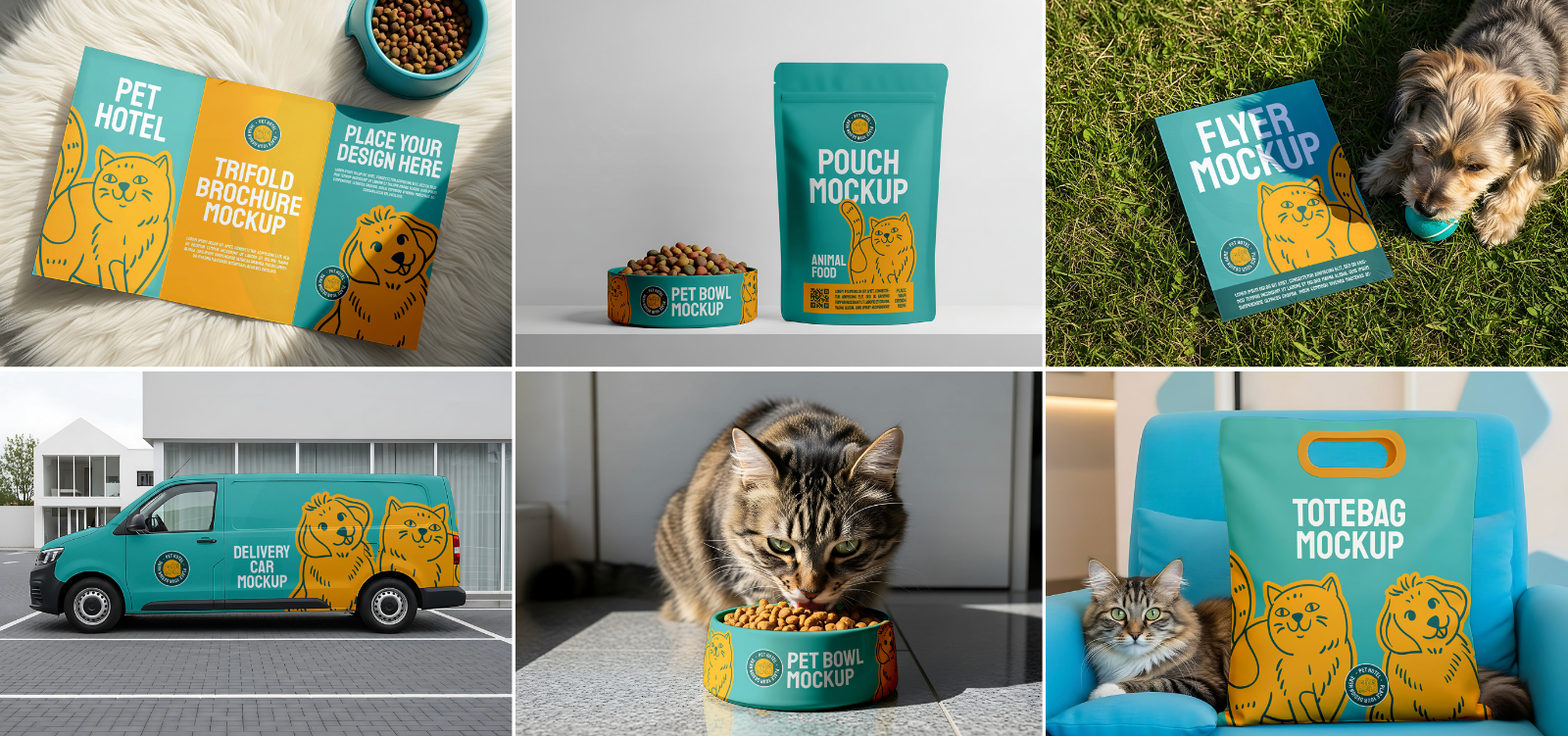Pet Hotel Mockup Bundle – 15 PSD Templates for Animal Care & Veterinary Branding