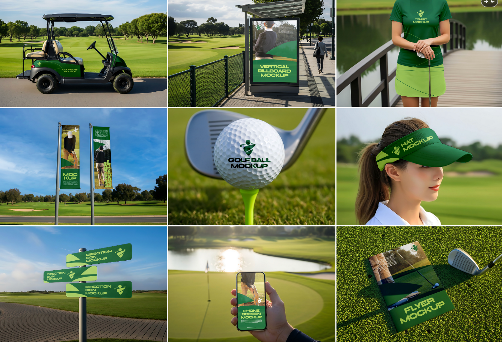 Golf Club Mockup Bundle – 15 PSD Templates for Sports Branding & Merchandise Design