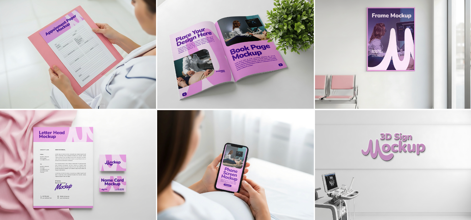 Obstetrics Clinic Mockup Bundle – 15 PSD Templates for Medical & Healthcare Branding