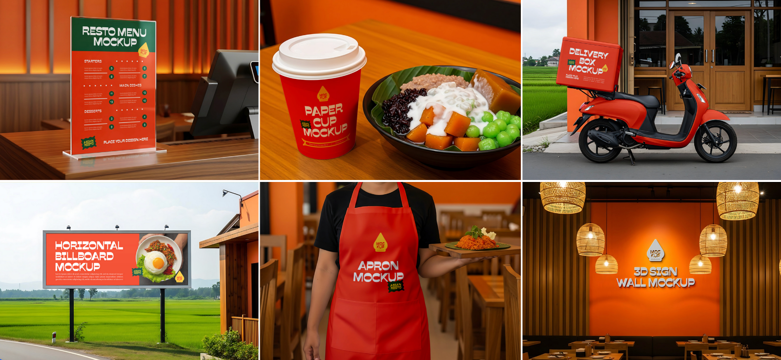 Asian Restaurant Mockup Bundle – 15 PSD Templates for Food & Packaging Branding