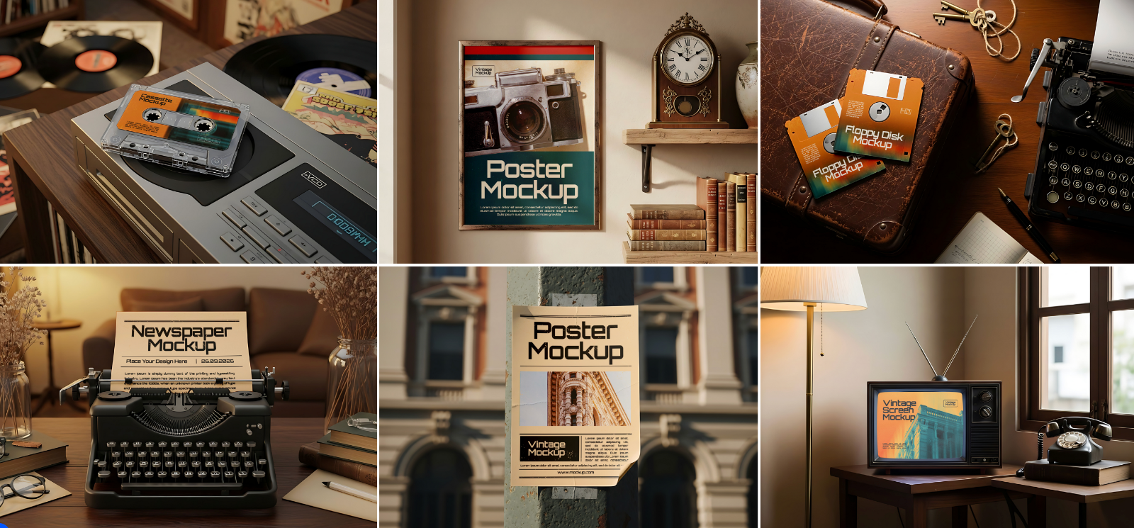 Vintage Item Mockup Bundle – 15 PSD Templates for Retro Branding & Classic Design