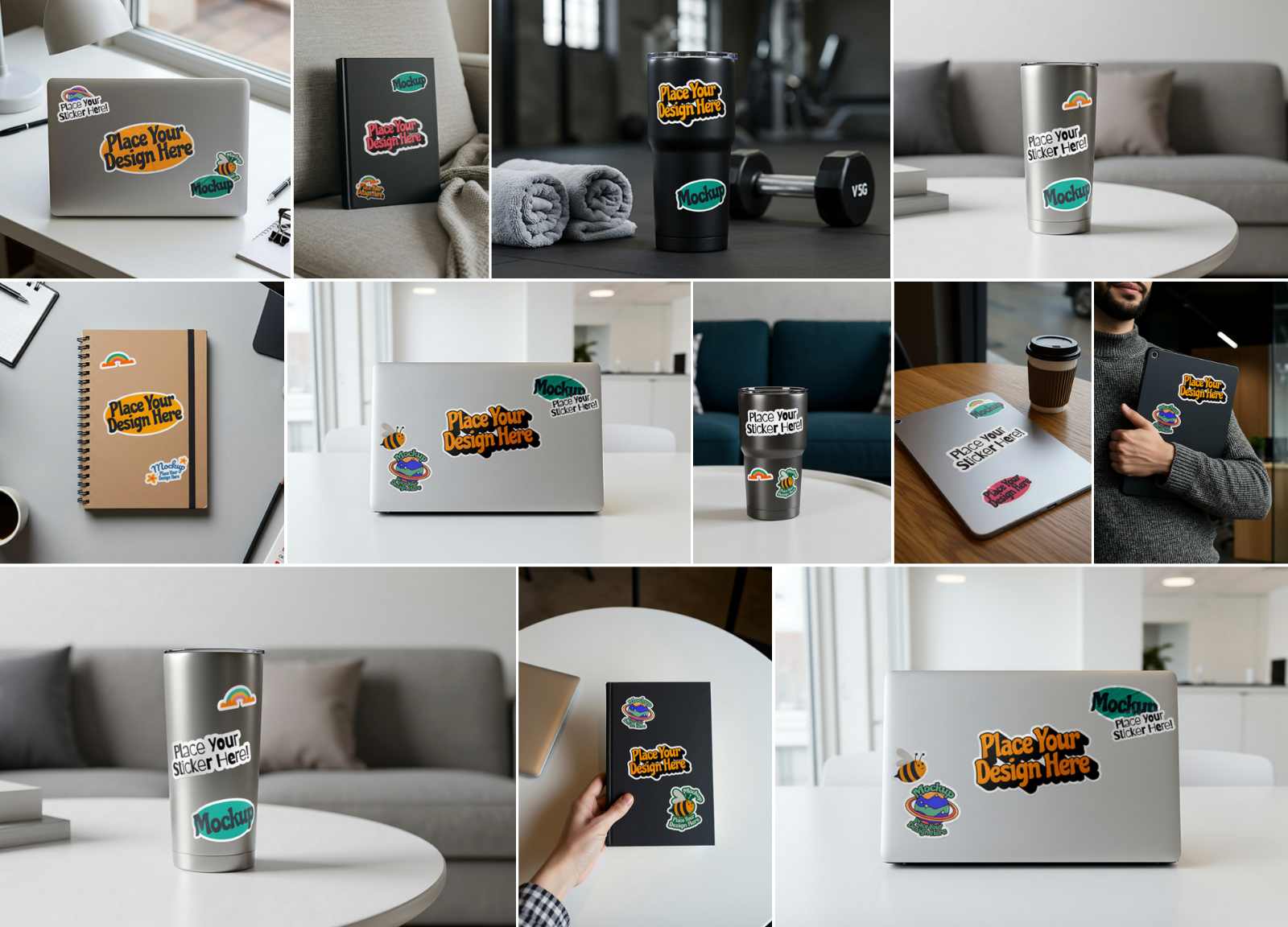 20 Premium Sticker Mockup Collection