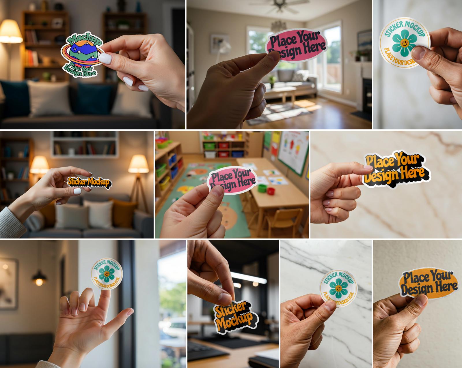 20 Premium Sticker Mockup Collection