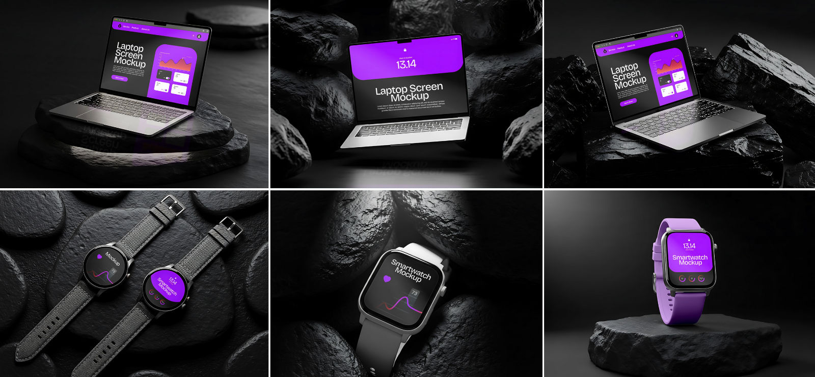 Stone Devices Mockup Bundle – 20 PSD Templates for Tech & UI Presentation Design