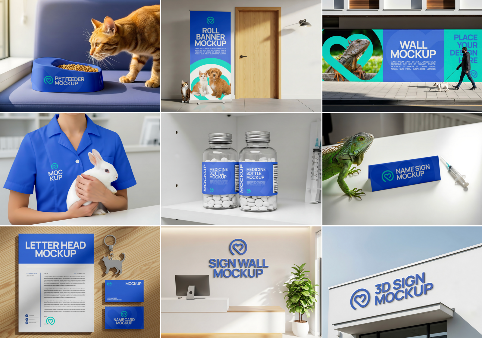Vet Clinic Mockup Bundle – 15 PSD Templates for Animal Care & Pet Health Branding