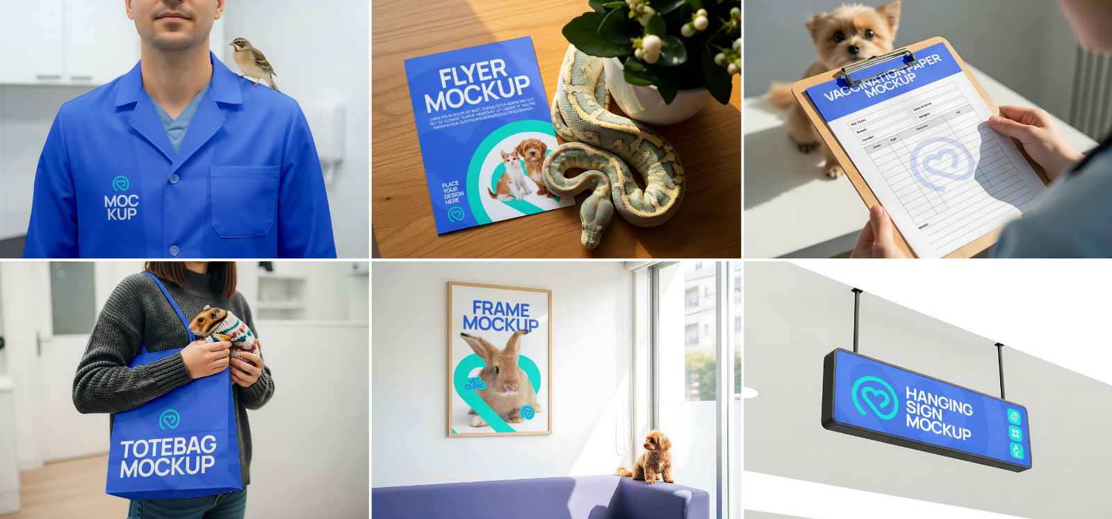 Vet Clinic Mockup Bundle – 15 PSD Templates for Animal Care & Pet Health Branding