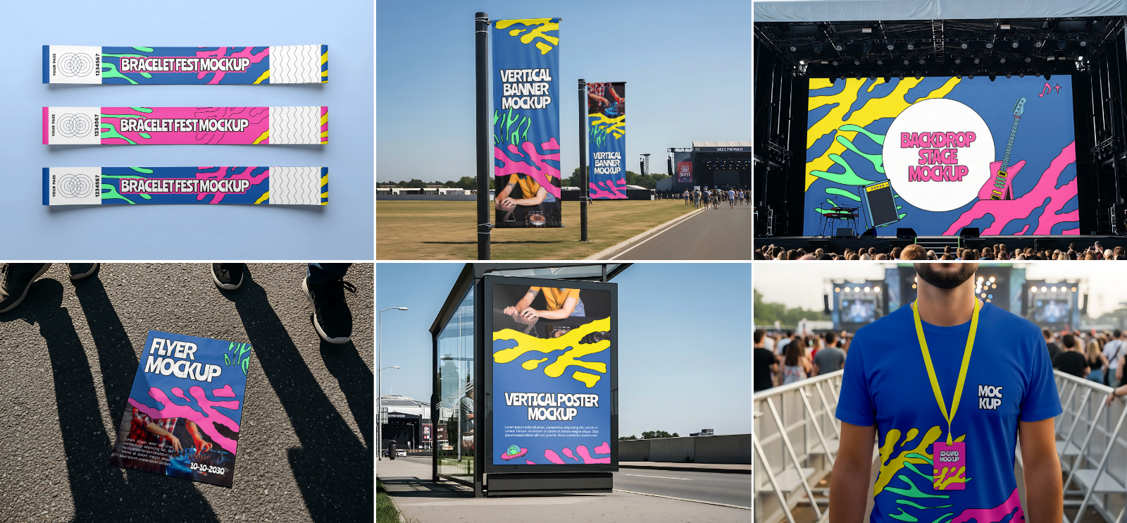 Music Fest Mockup Bundle - 15 PSD Templates for Event Branding & Festival Promotion